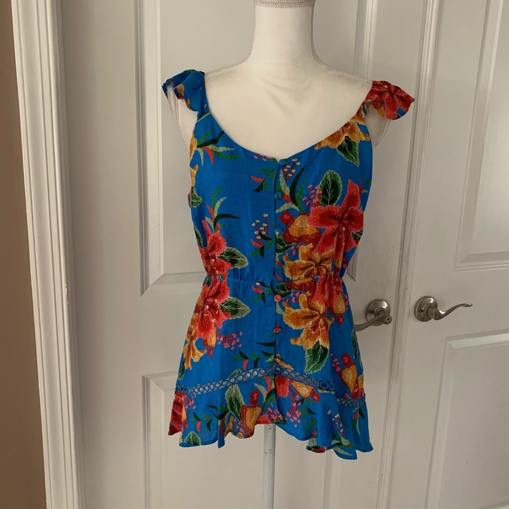 ANTHRO Farm Rio Ruffled Floral Tank - Picture 5 of 10